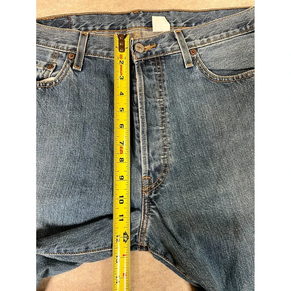 Levis 501 Original Fit Jeans Mens 36x32 Blue Denim Cotton High Rise Straight Leg